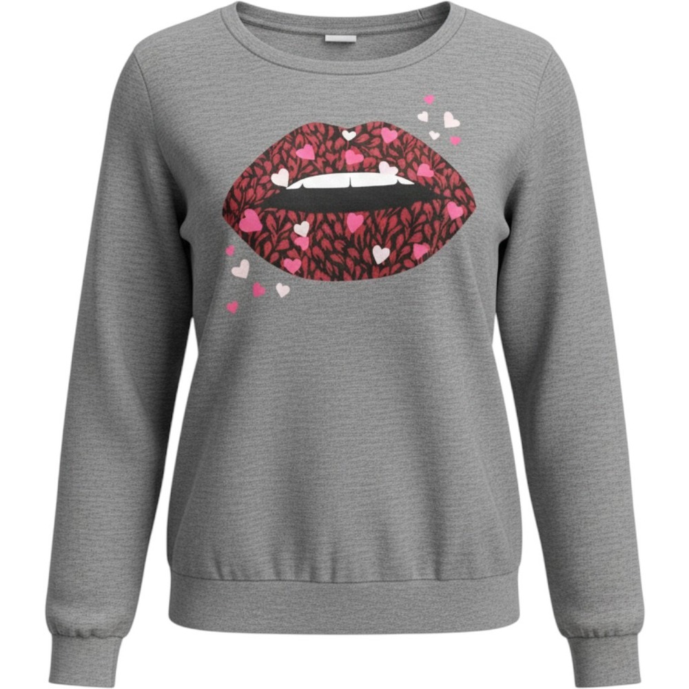 NWT Torrid Sleep Sweatshirt Gray Heart Lips 1X